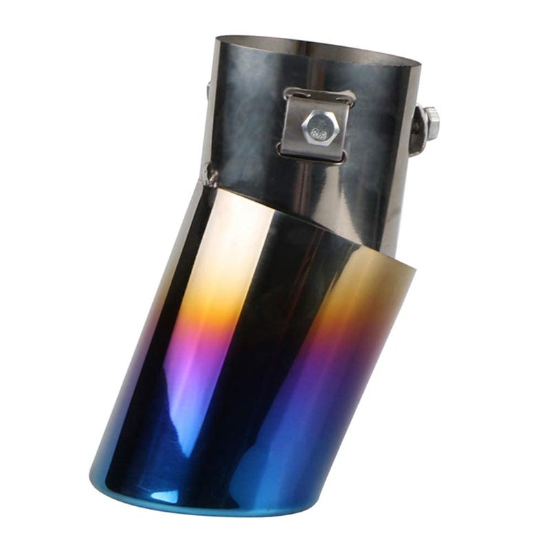 idain Universal Curved Type Stainless Steel Bolt-On Car Exhaust Tail Muffler Tip Pipes Fit Pipes Diameter 1.5" to 2.1",Blue Burnt - Image 5